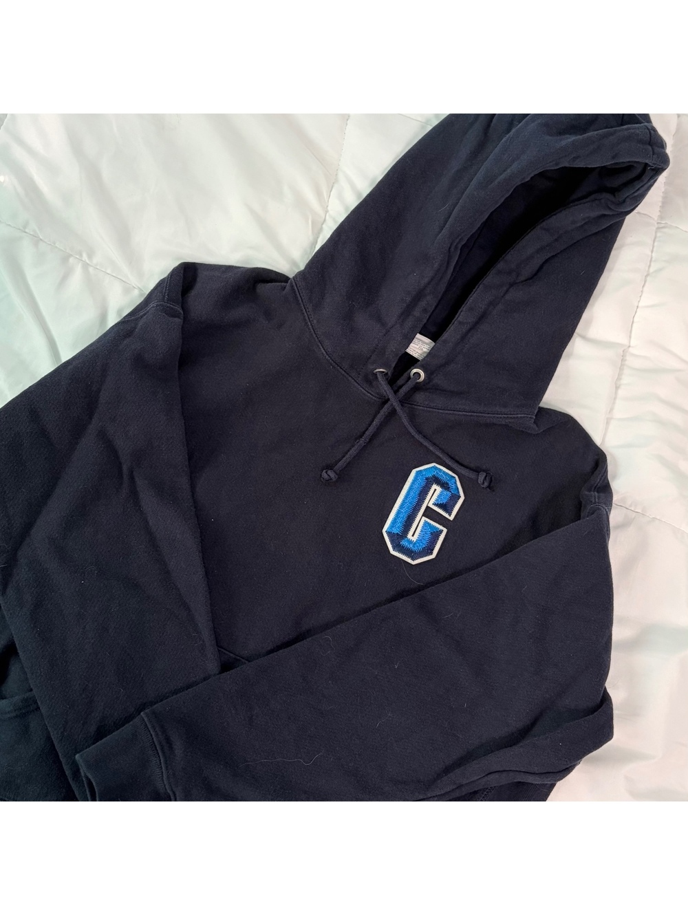 y2k 2000s heavy champion navy blue sweatshirt hoodie unisex dark blue XXL